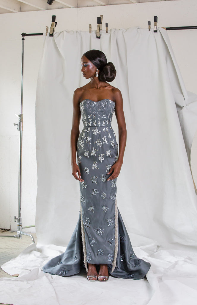 Hand Beaded Strapless Gown | Fall/Winter 2021 | CELESTINO Celestino Couture Hand Beaded Strapless Gown | Fall/Winter 2021 | CELESTINO Celestino Couture