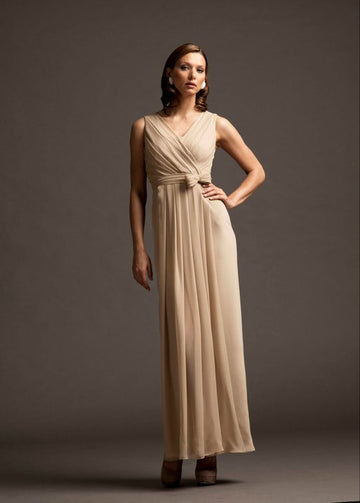 Sustainable Fashion | CELESTINO | Couture | Hudson Valley | Hudson New York | Dusty Tan |  Silk Chiffon | Silk Crepe | Draped Gown |Beaded | Bow Accent